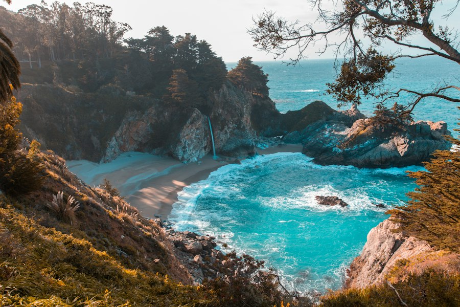 Ocean waves meeting a wide sandy beach